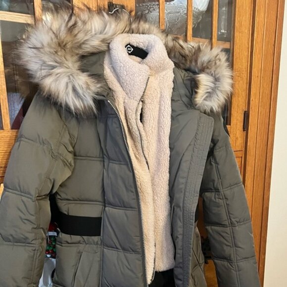 DKNY Knee Length Puffer Coat - Picture 1 of 5